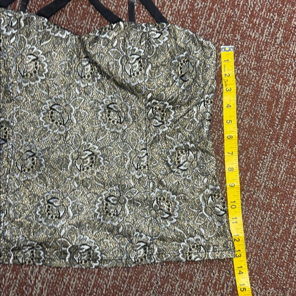 Vintage damask metallic high neck cage neck zipper back bustier going out top - Picture 12 of 14